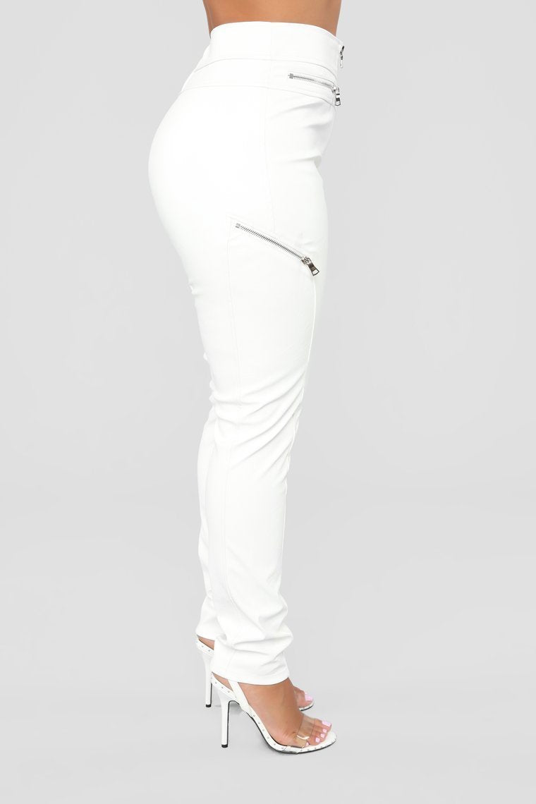 Bad Reputation Faux Leather Pants - White