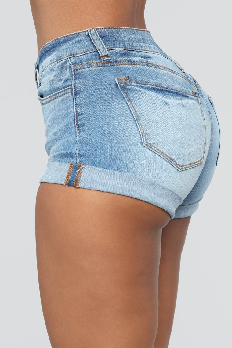 Runnin'Things Denim Shorts-Blue Wash moyen
