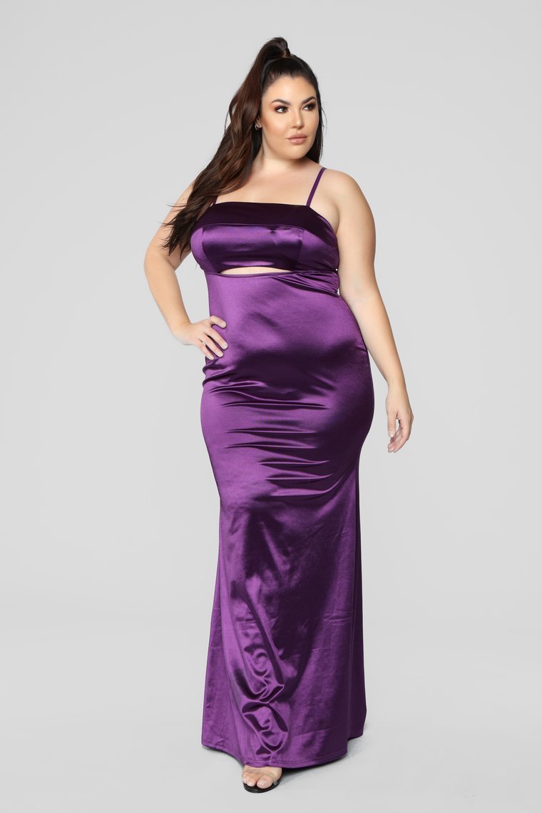 Gala Ready Satin Dress - Purple