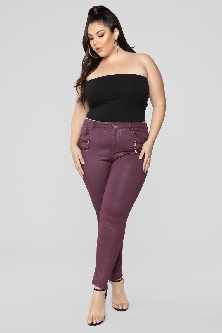Lookin' Good High Rise Pants - Burgundy
