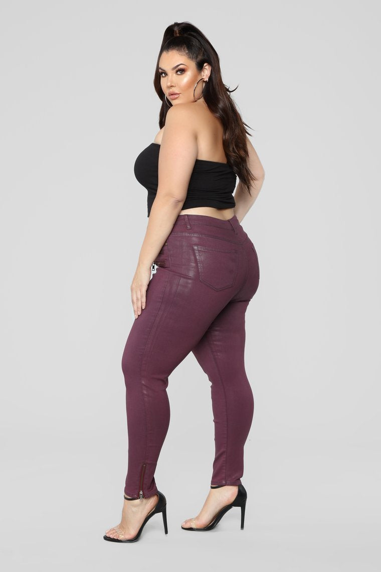 Lookin' Good High Rise Pants - Burgundy