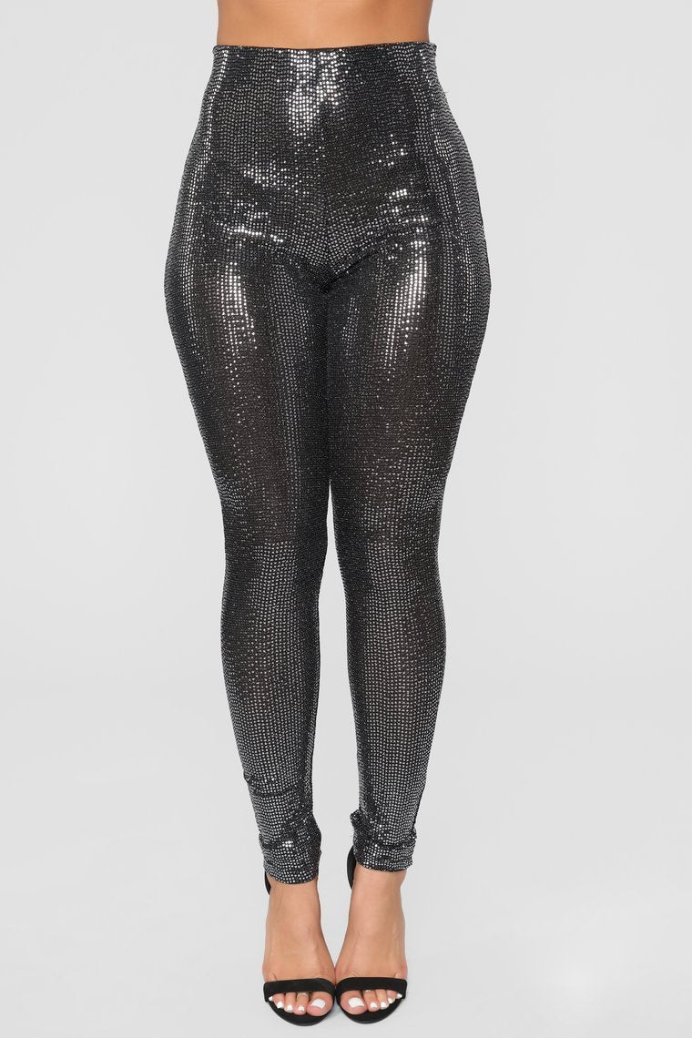 When You're Missing Me Sequin Leggings - Silver