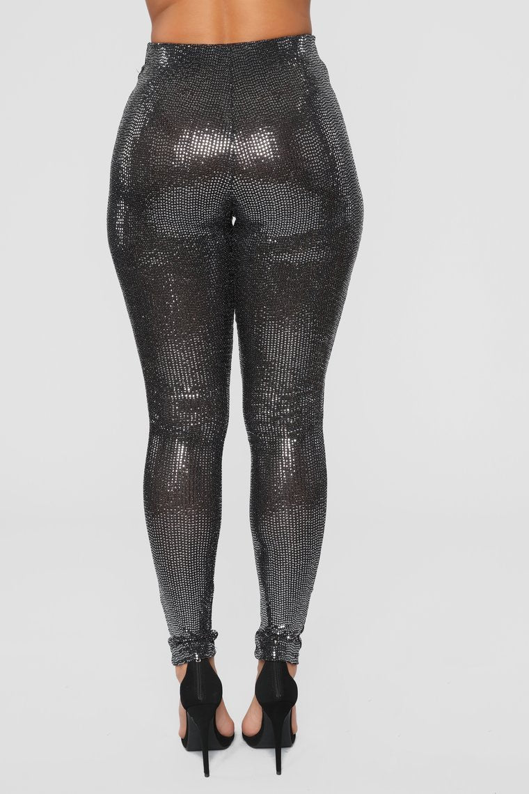 When You're Missing Me Sequin Leggings - Silver