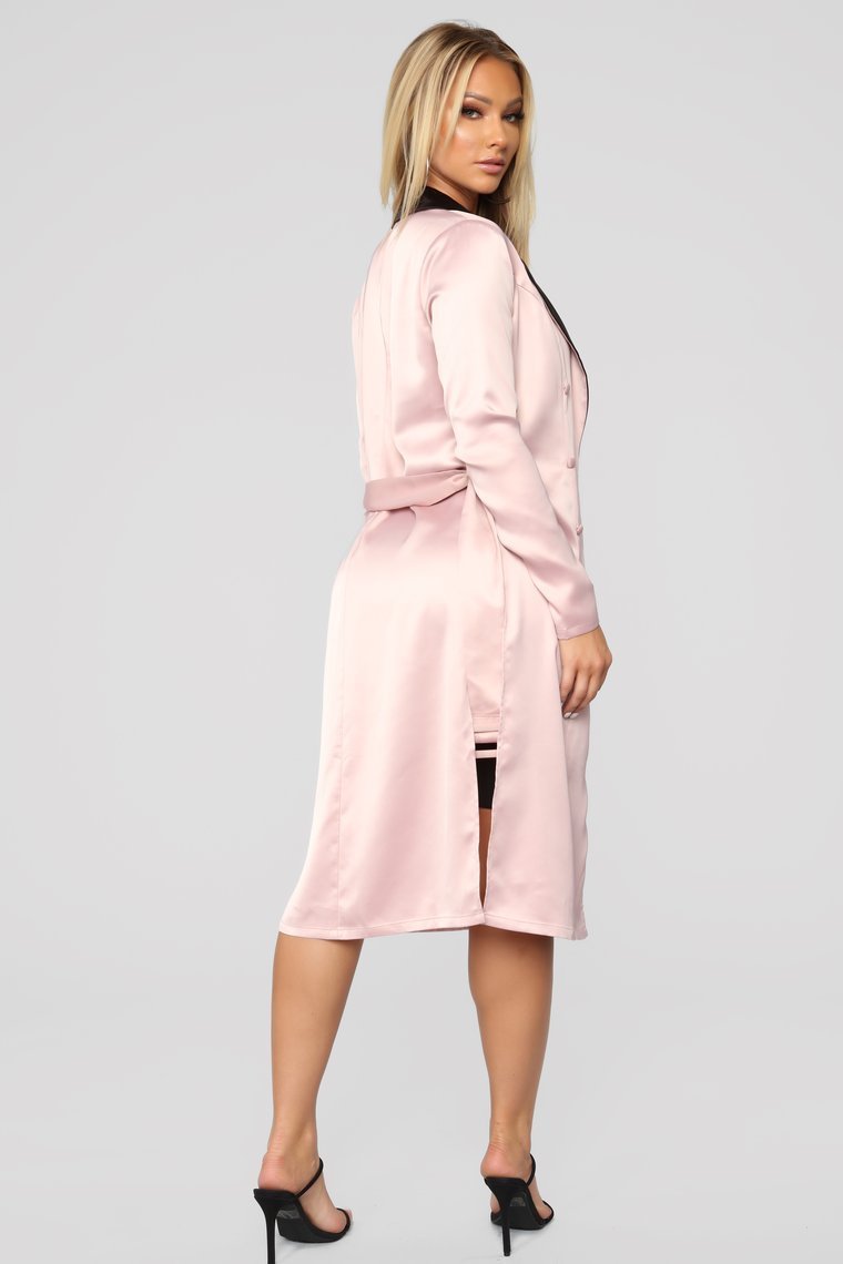 Satin Attitude Contrast Blazer - Mauve