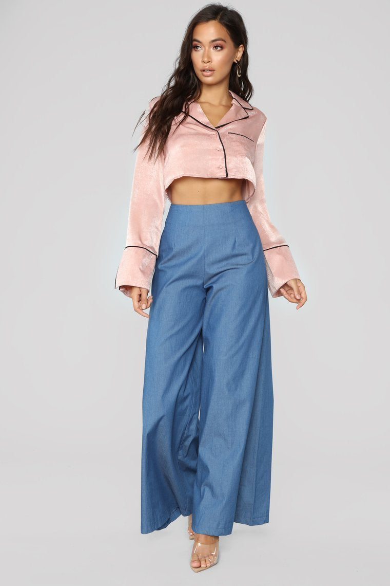 Sleep And Play Bell Sleeve Top - Mauve