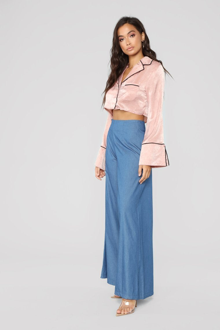 Sleep And Play Bell Sleeve Top - Mauve