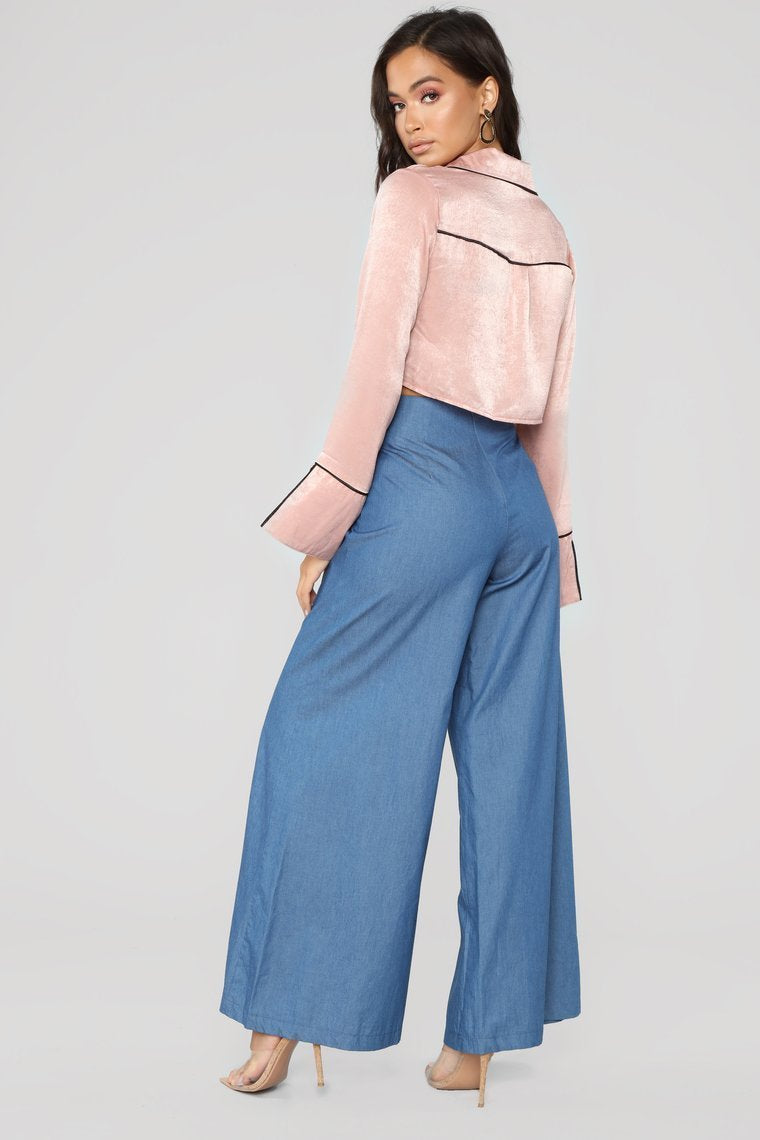 Sleep And Play Bell Sleeve Top - Mauve