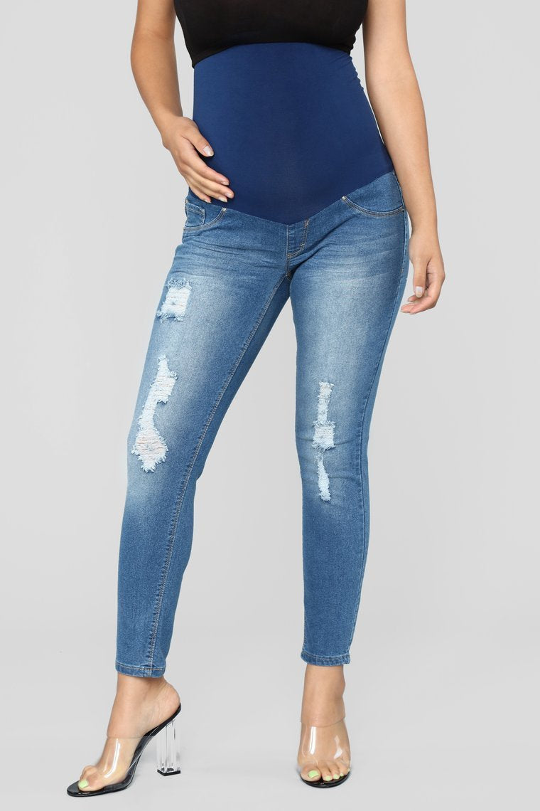 You Got This Maternity Skinny Jeans - Medium Blue Wash