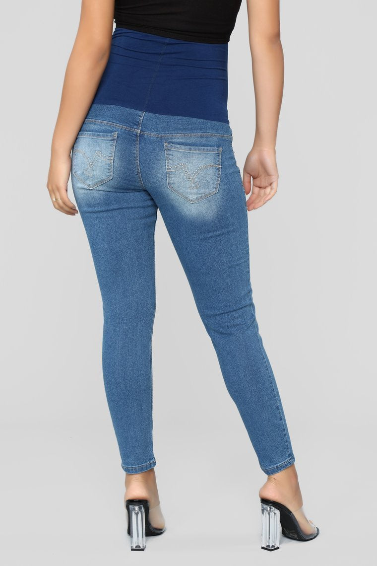 You Got This Maternity Skinny Jeans - Medium Blue Wash