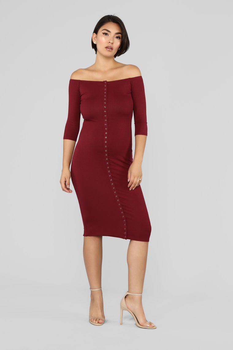 Puppy Love Dress - Burgundy