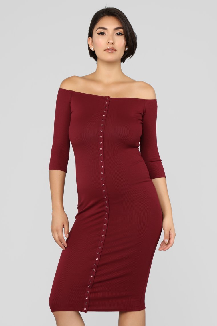 Puppy Love Dress - Burgundy