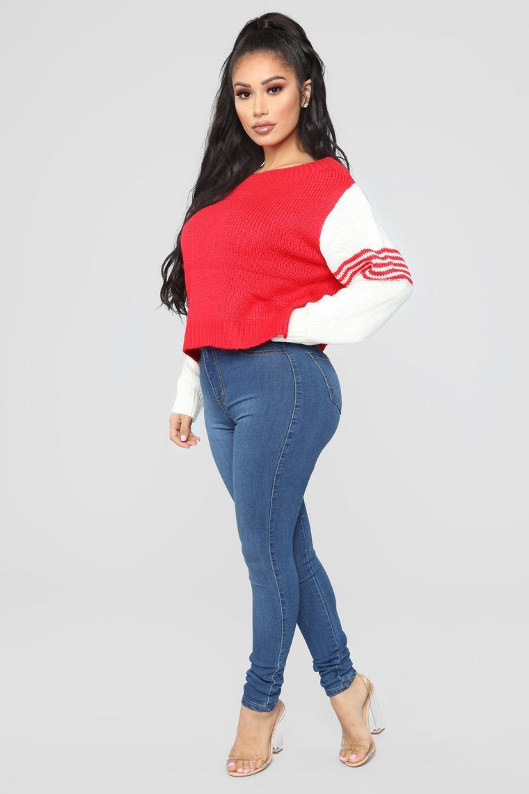 Lets Play Games Sweater - Tomato Red