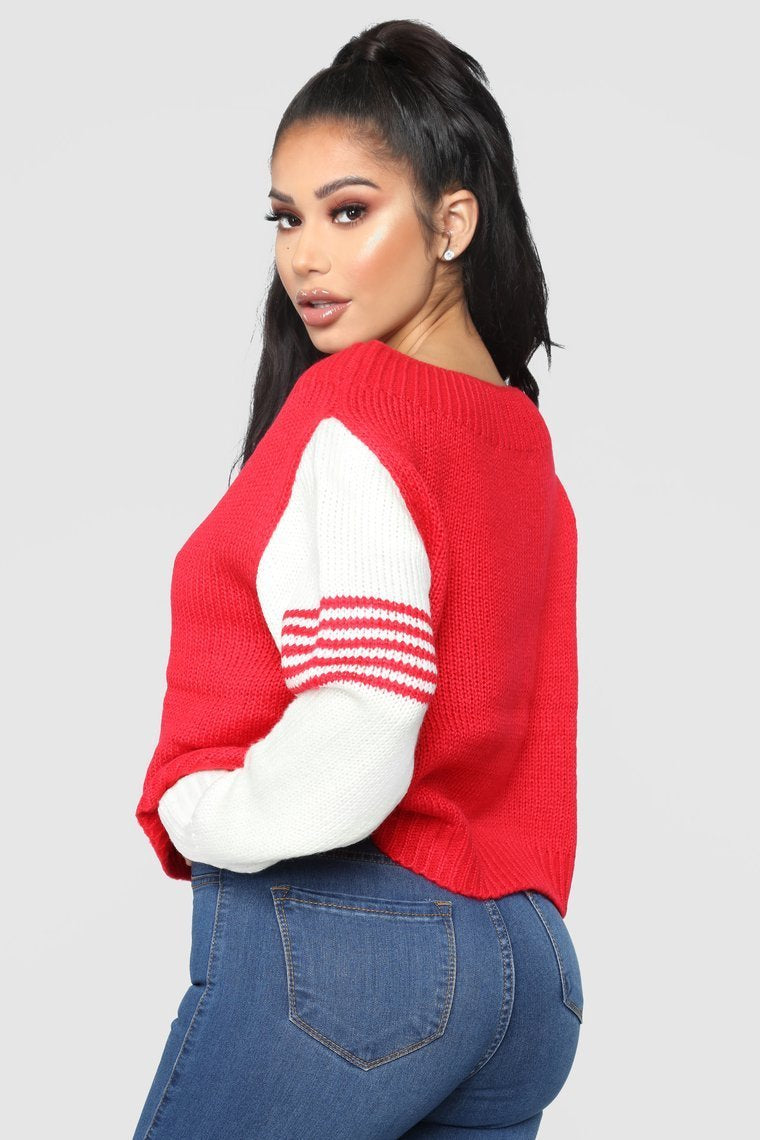 Lets Play Games Sweater - Tomato Red