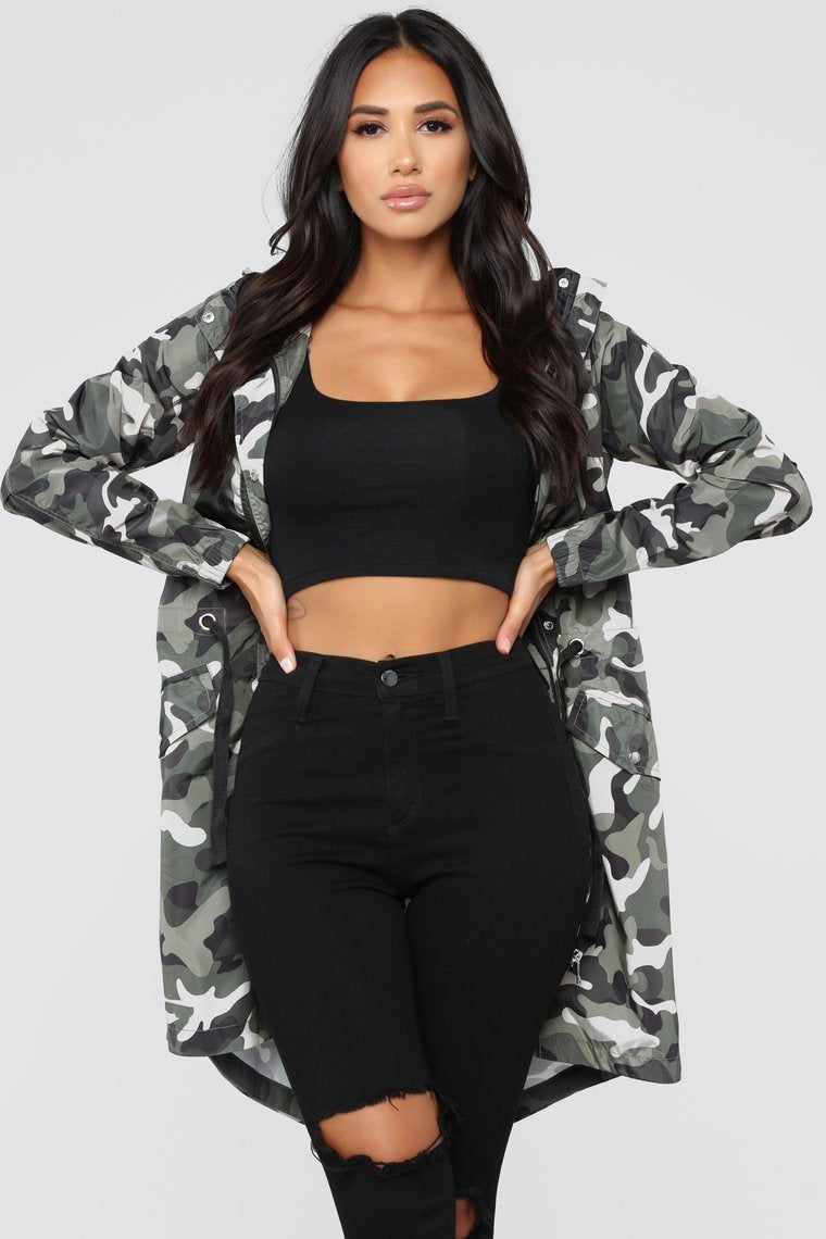 Not A Snitch Utility Jacket - Olive Camo