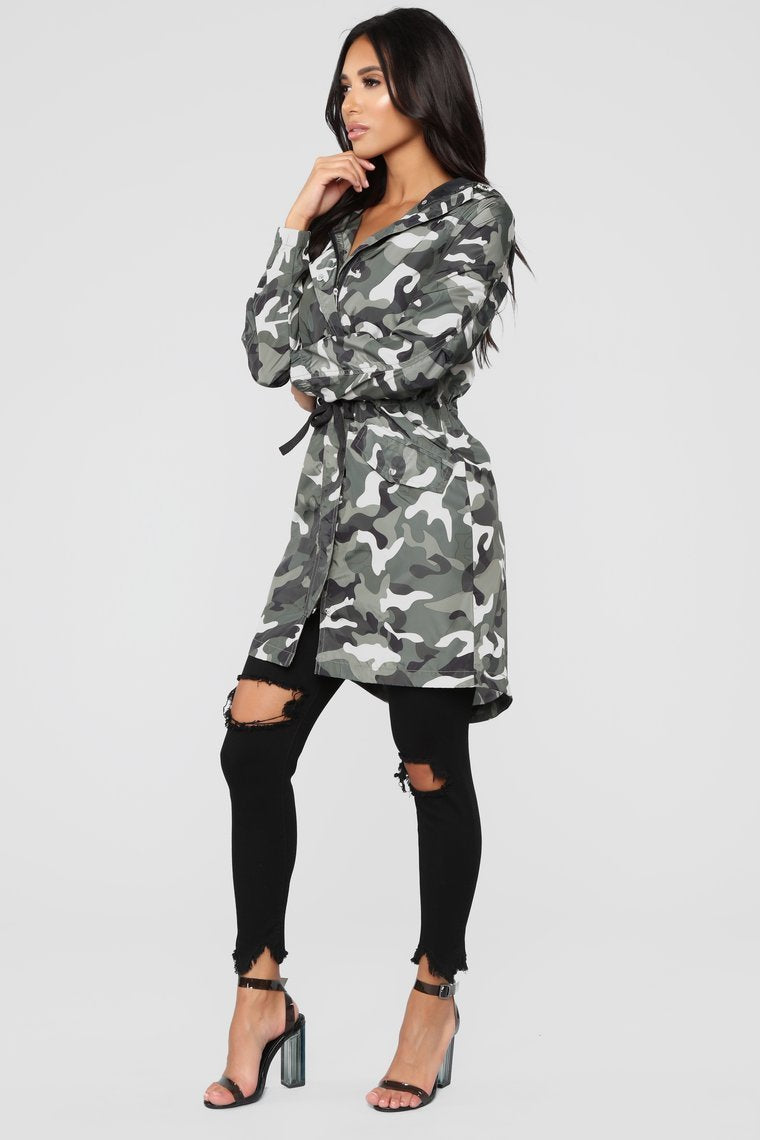 Not A Snitch Utility Jacket - Olive Camo