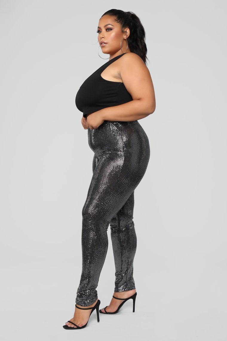 When You're Missing Me Sequin Leggings - Silver