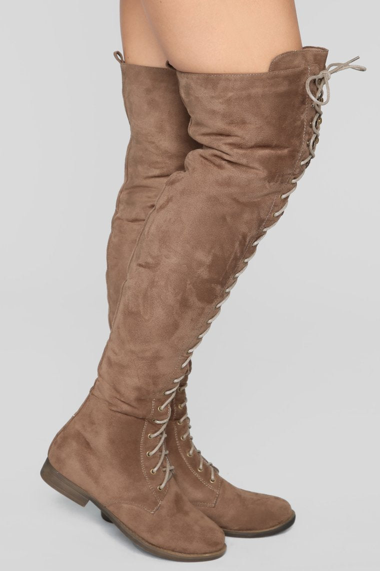 Tall Talk Flat Boot - Taupe
