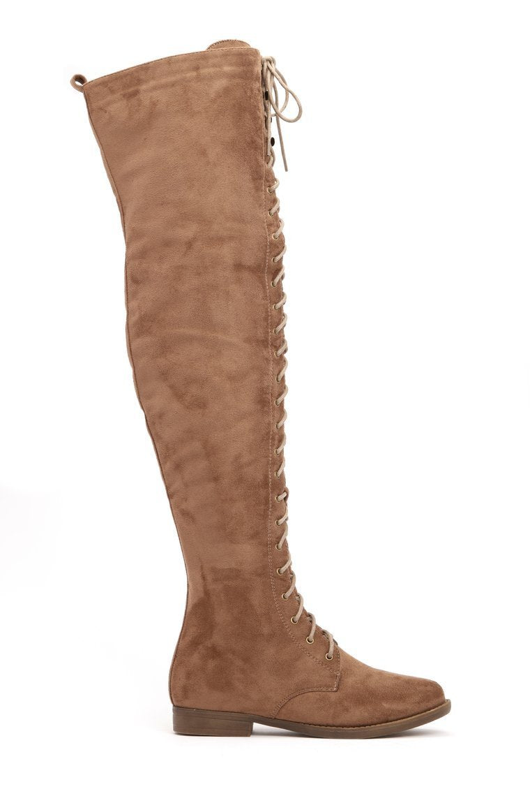 Tall Talk Flat Boot - Taupe
