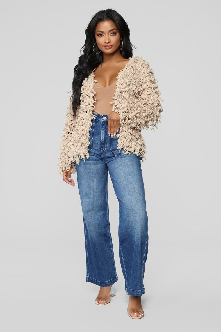 Regina Fringe Cardigan - Taupe