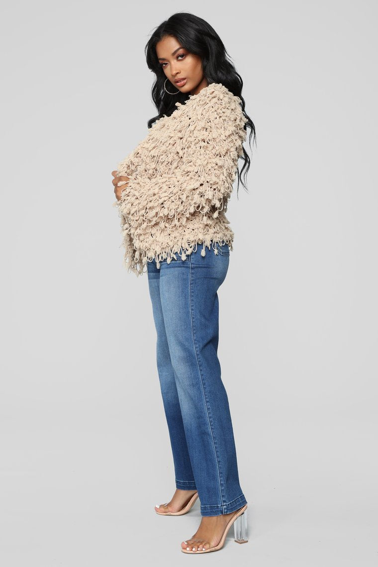 Regina Fringe Cardigan - Taupe