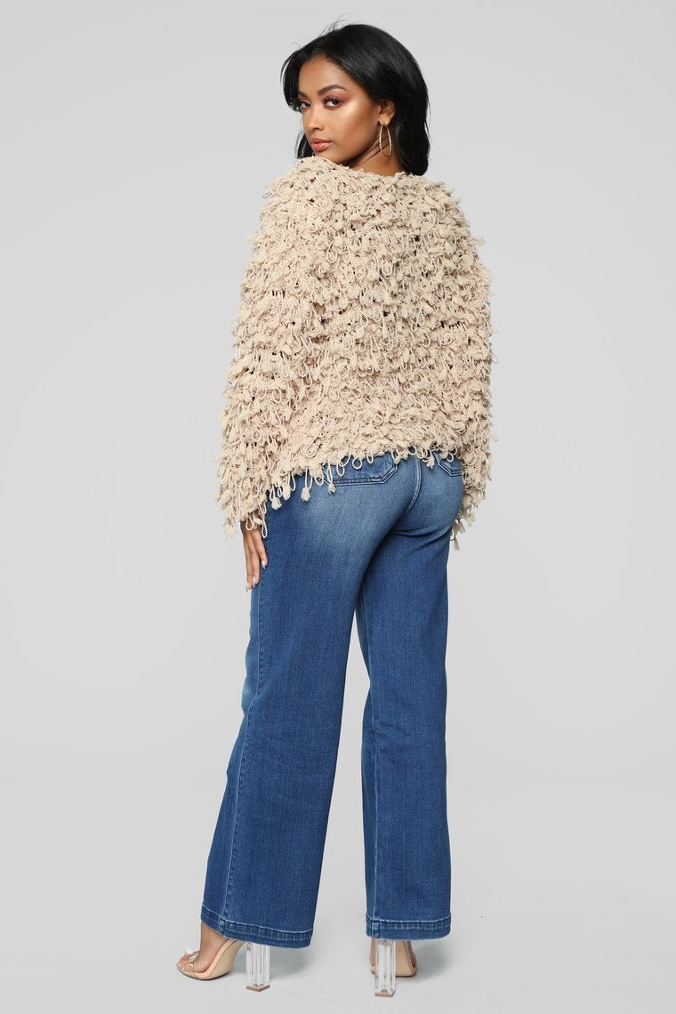 Regina Fringe Cardigan - Taupe