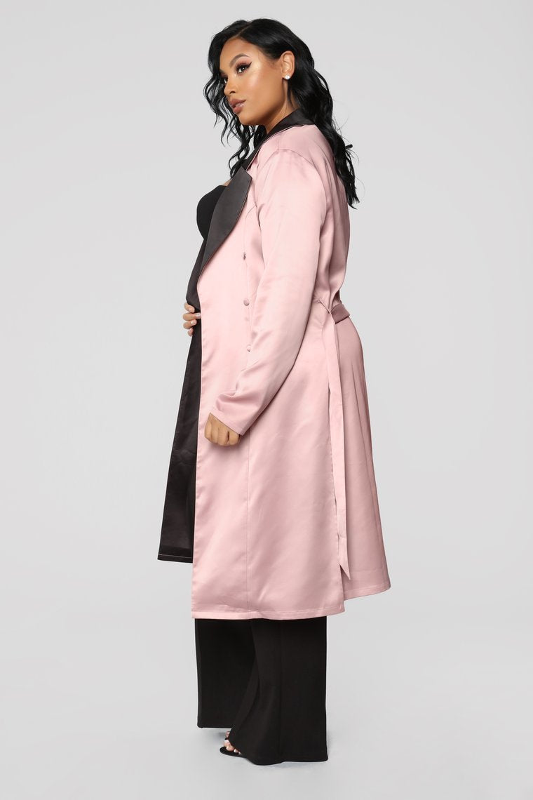 Satin Attitude Contrast Blazer - Mauve