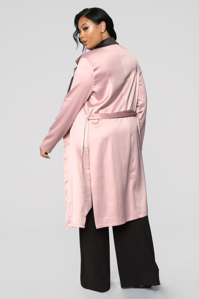 Satin Attitude Contrast Blazer - Mauve