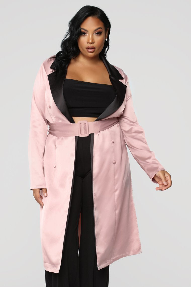 Satin Attitude Contrast Blazer - Mauve