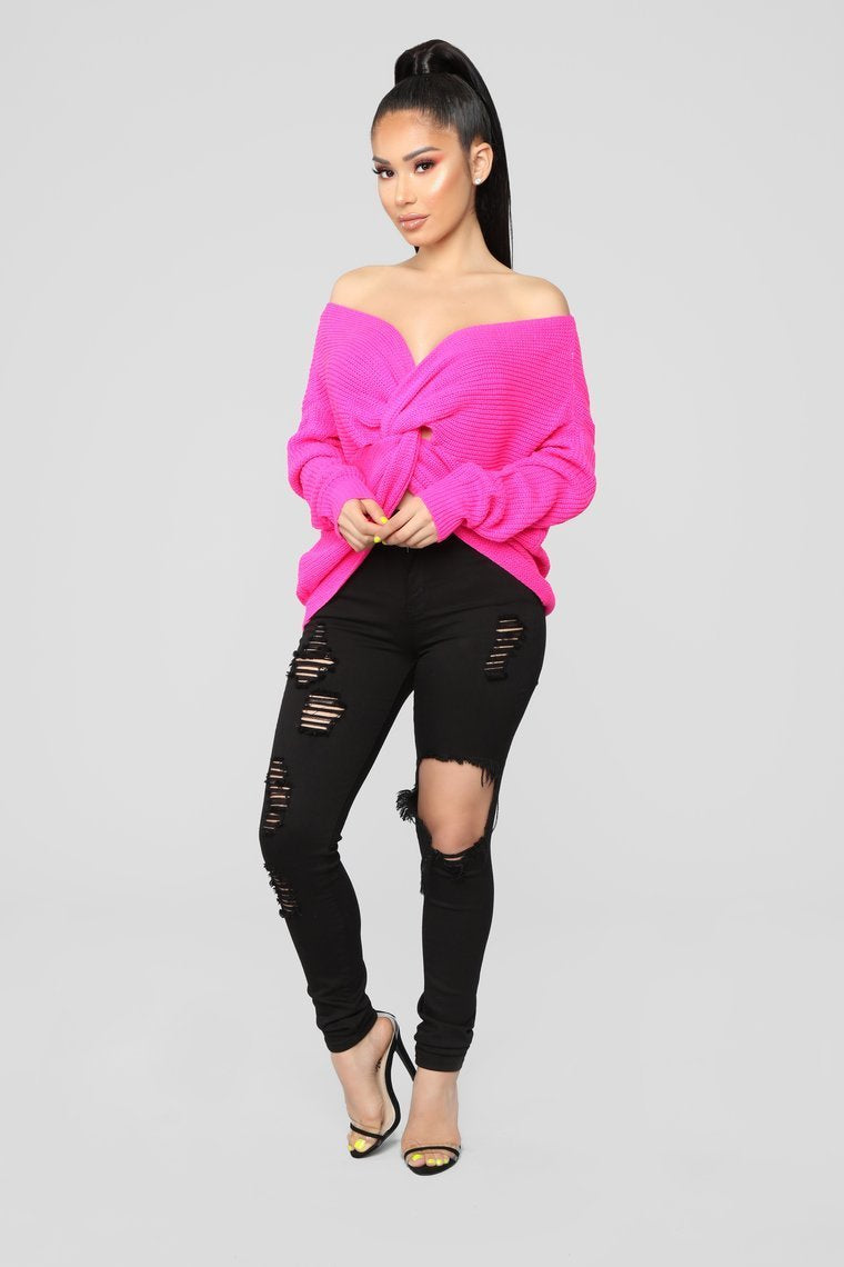Carianna Twist Pull avant - Neon Fuchsia