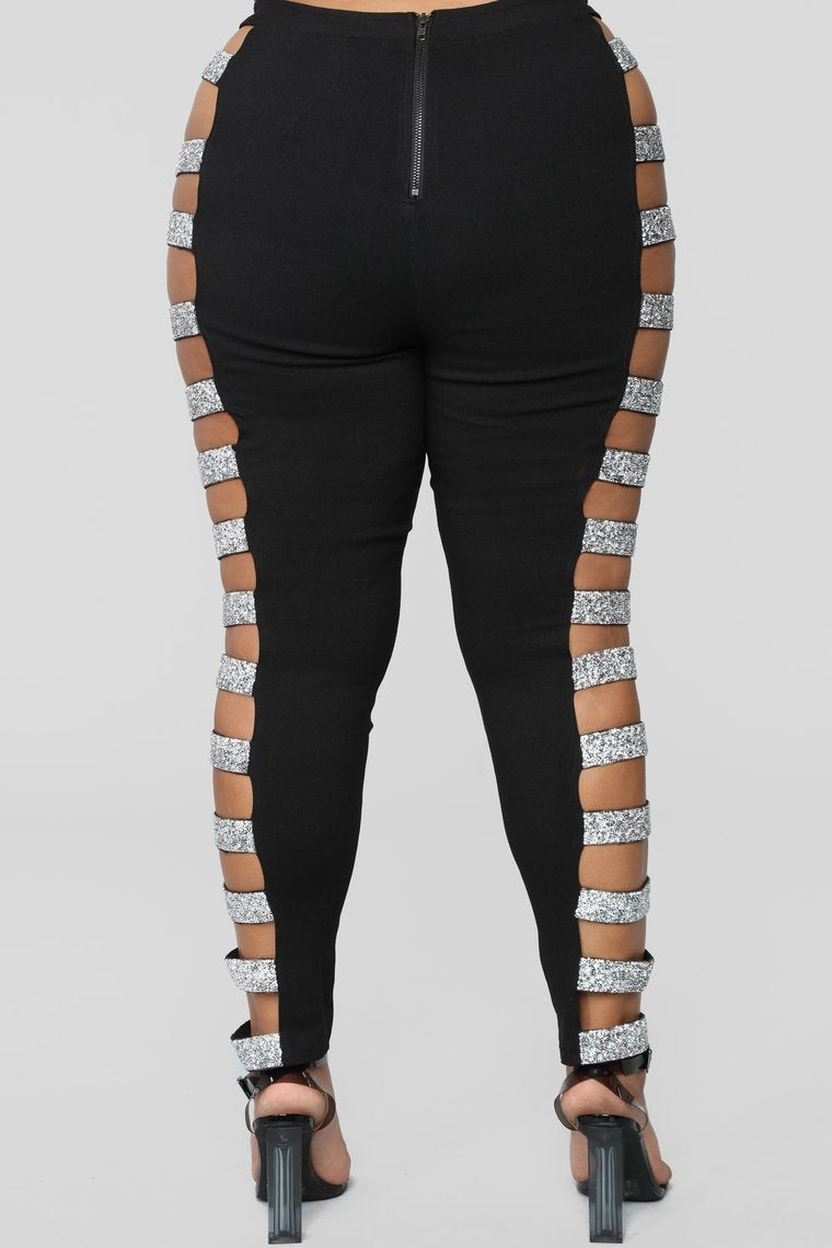 Instant Party Cut Out Pants - Black