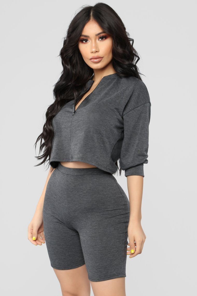 Chicago Short Set - Charcoal