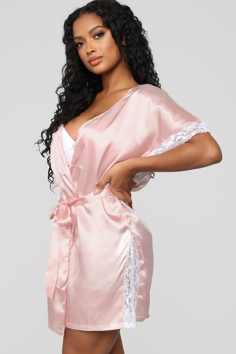 Your Sweetheart Silky Robe - Rose