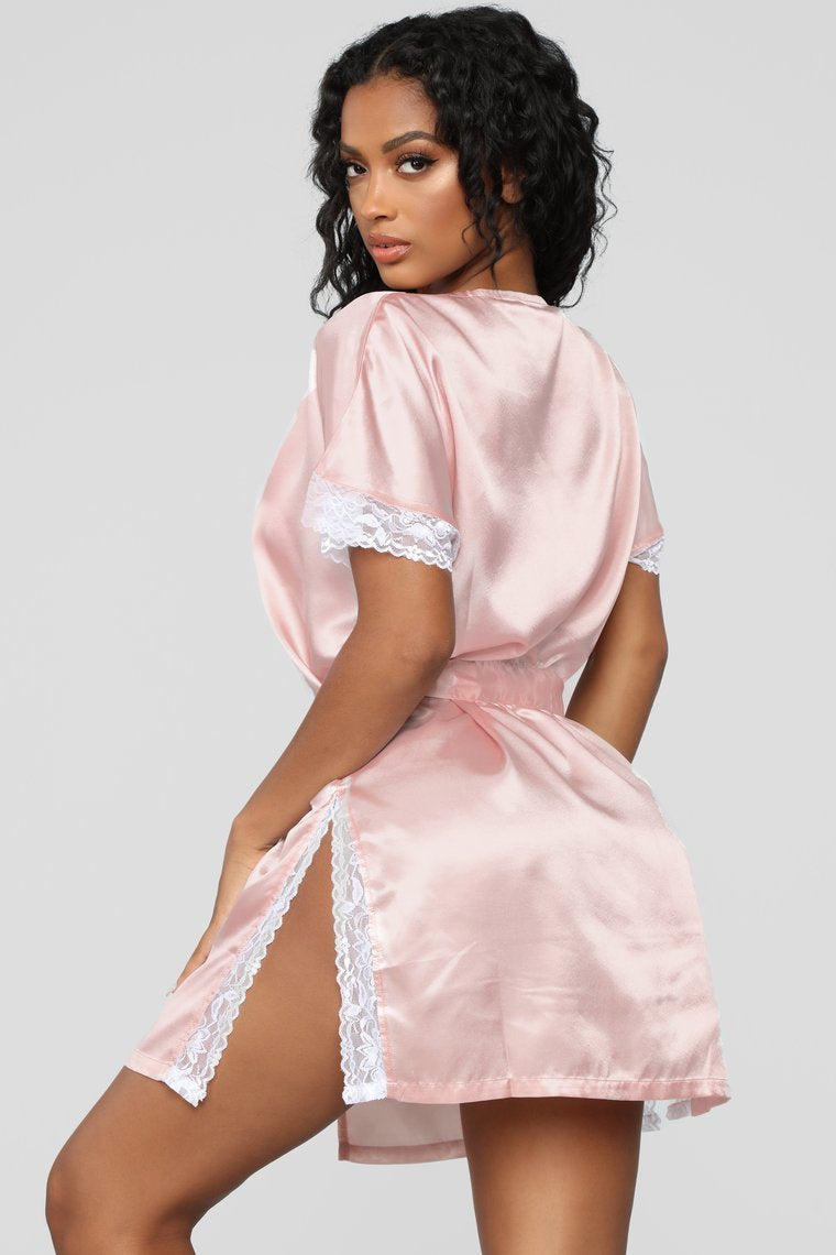 Your Sweetheart Silky Robe - Rose