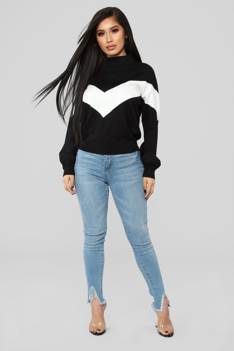 Pull Up Sweater - Black/Ivory