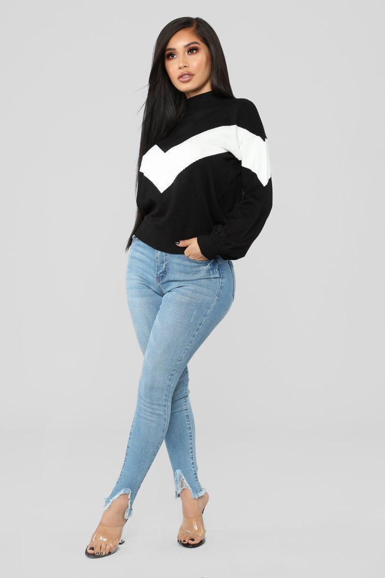 Pull Up Sweater - Black/Ivory