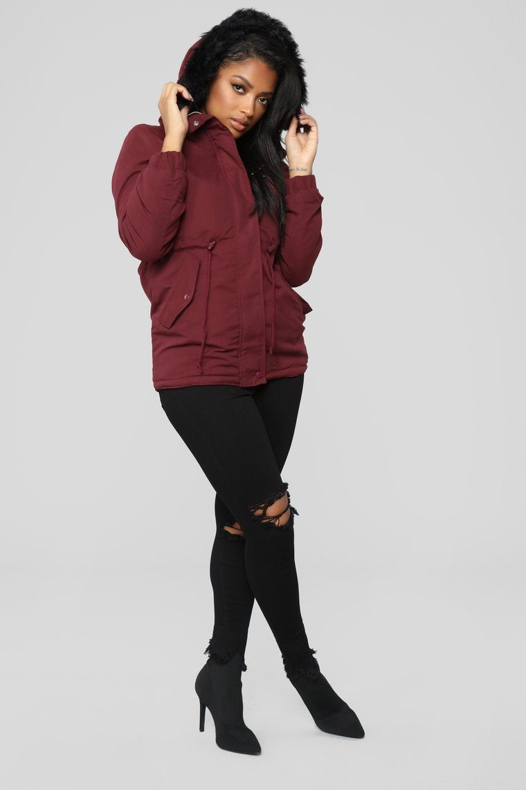 On The Prowl Hooded Jacket - Burgundy