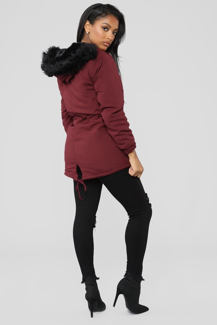 On The Prowl Hooded Jacket - Burgundy