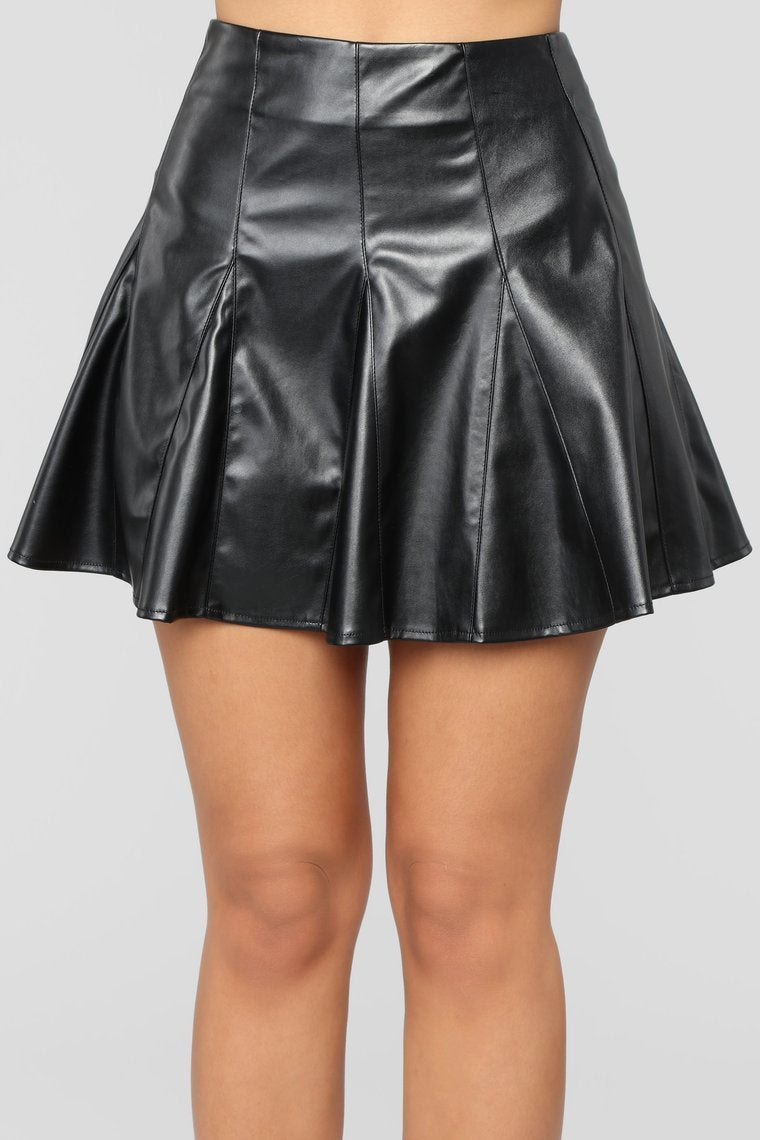 Baby Girl Vegan Leather Skirt - Black