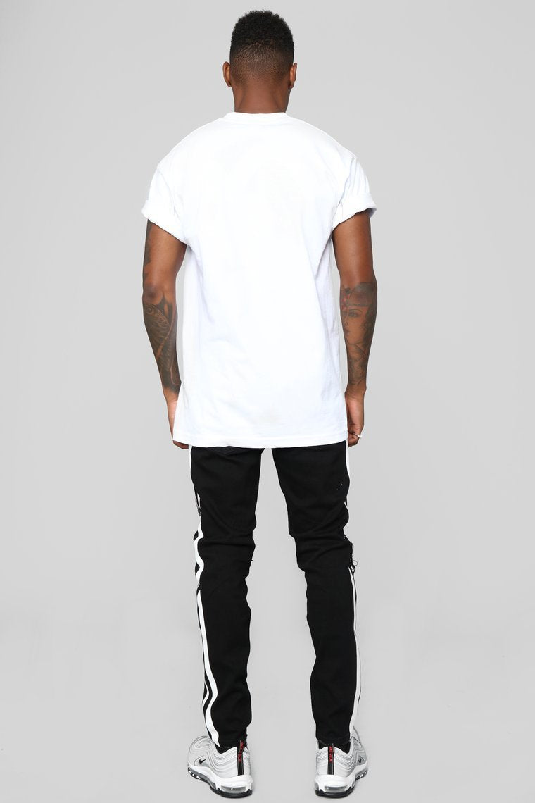 Tape 30" Skinny Jeans - Black/White