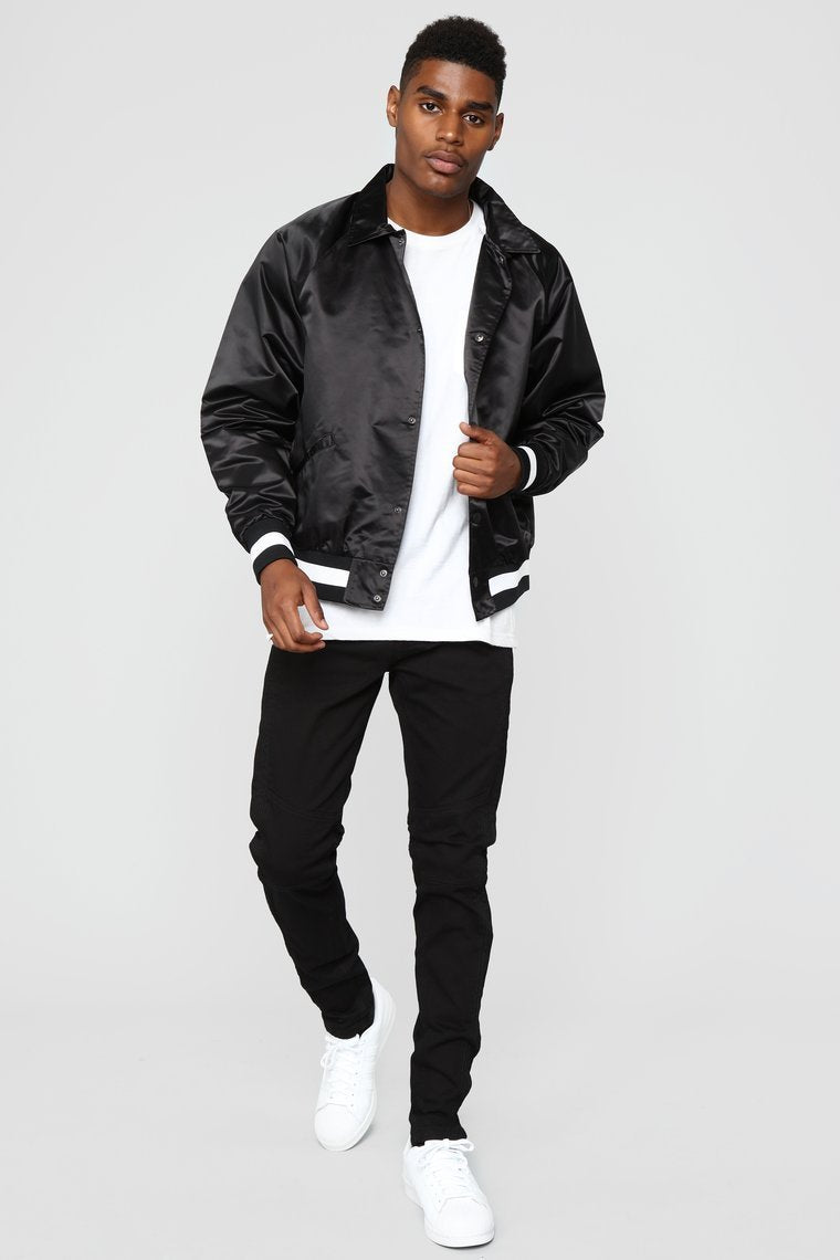Zack Satin Jacket - Black