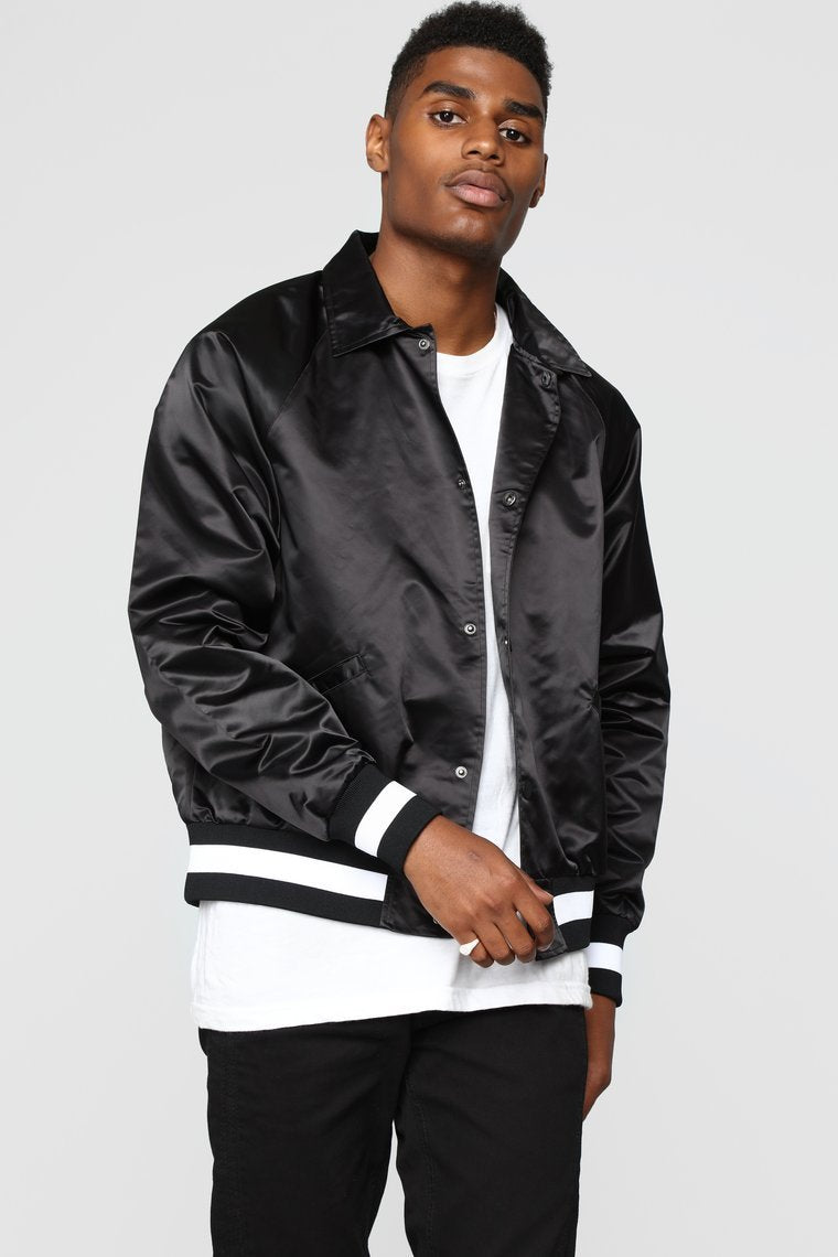 Zack Satin Jacket - Black