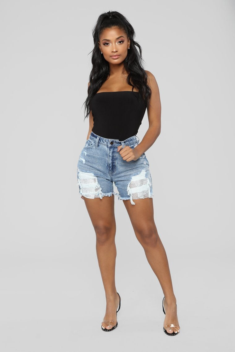 Spotlight Boyfriend Shorts - Medium Blue Wash