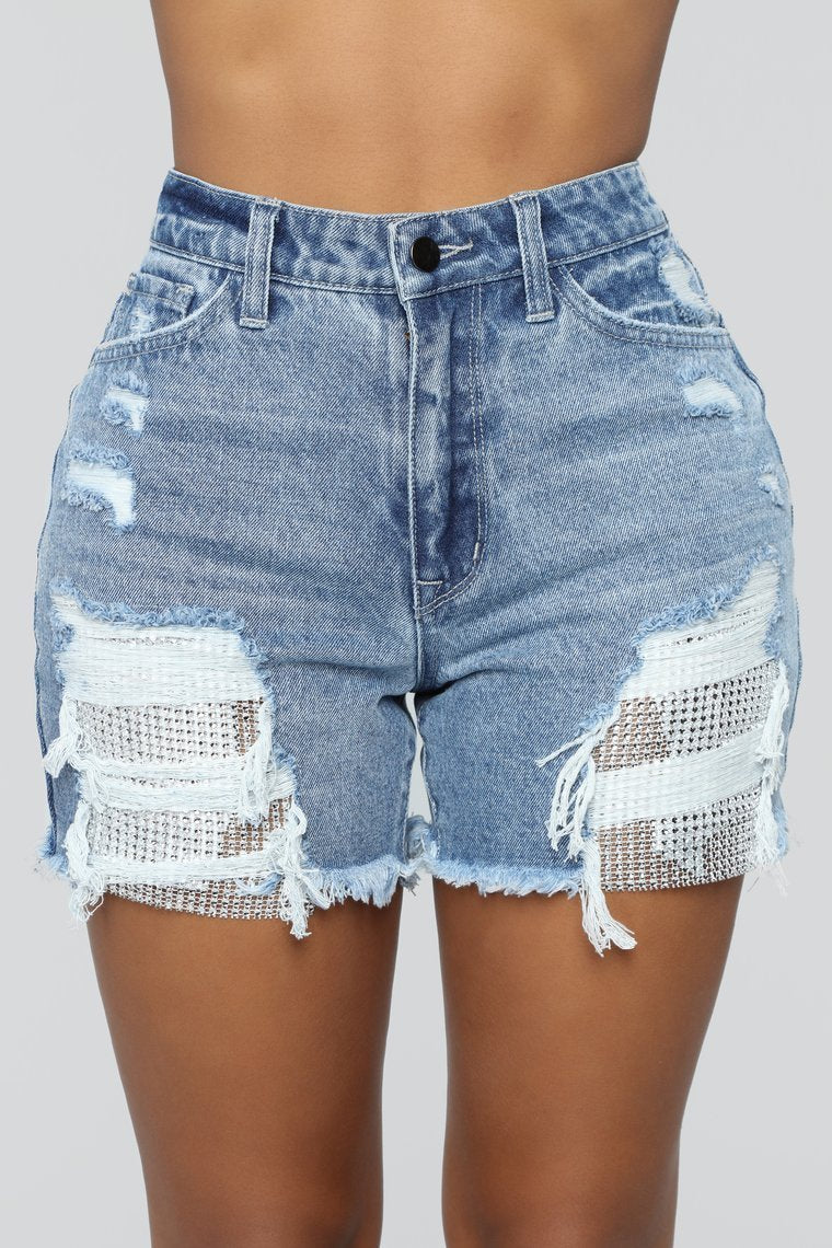 Spotlight Boyfriend Shorts - Medium Blue Wash