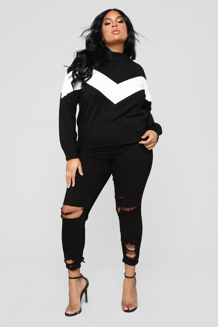 Pull Up Sweater - Black/Ivory