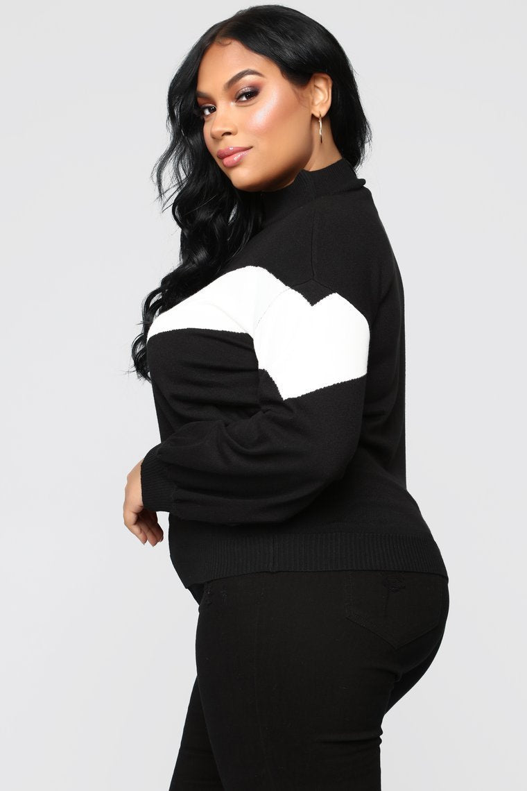Pull Up Sweater - Black/Ivory