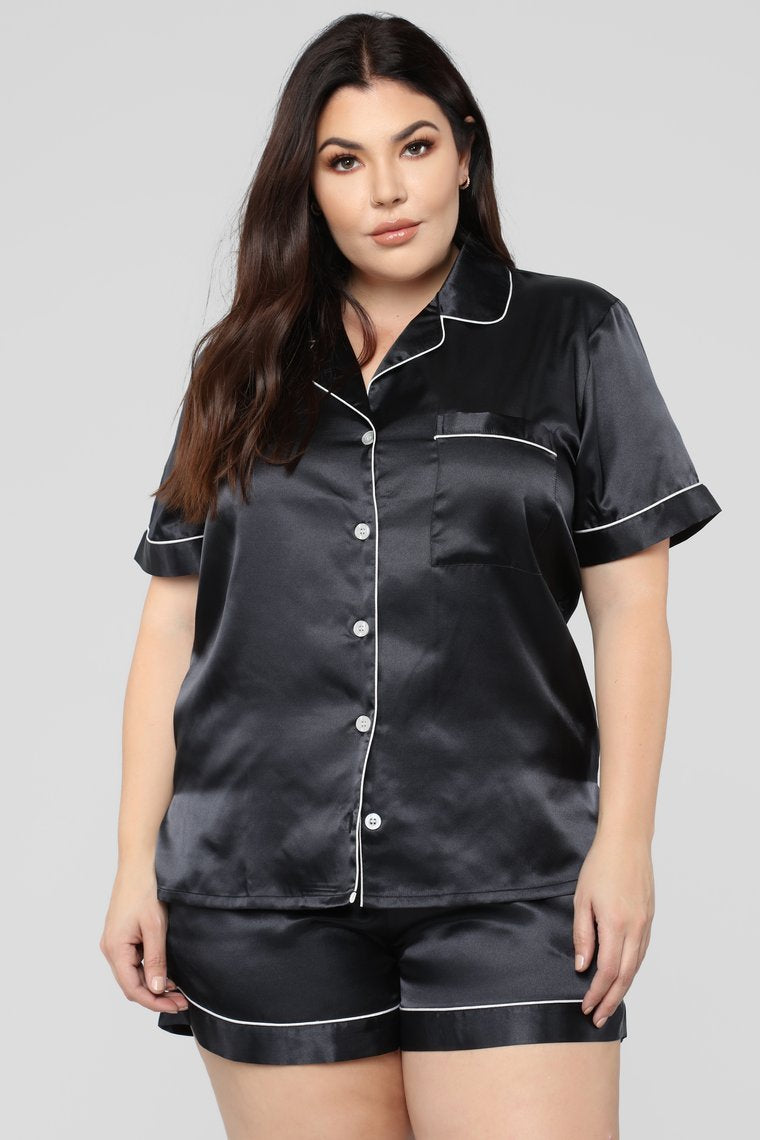 Staying In PJ Set - Black