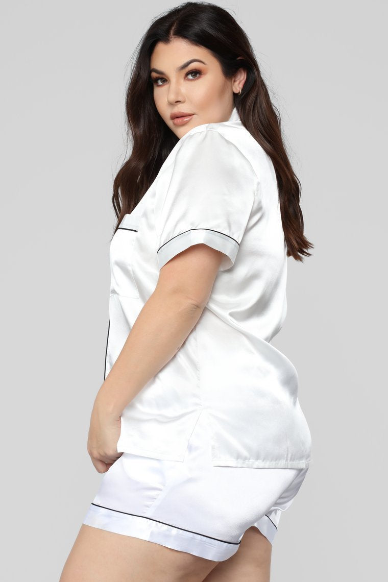 Staying In PJ Set - White