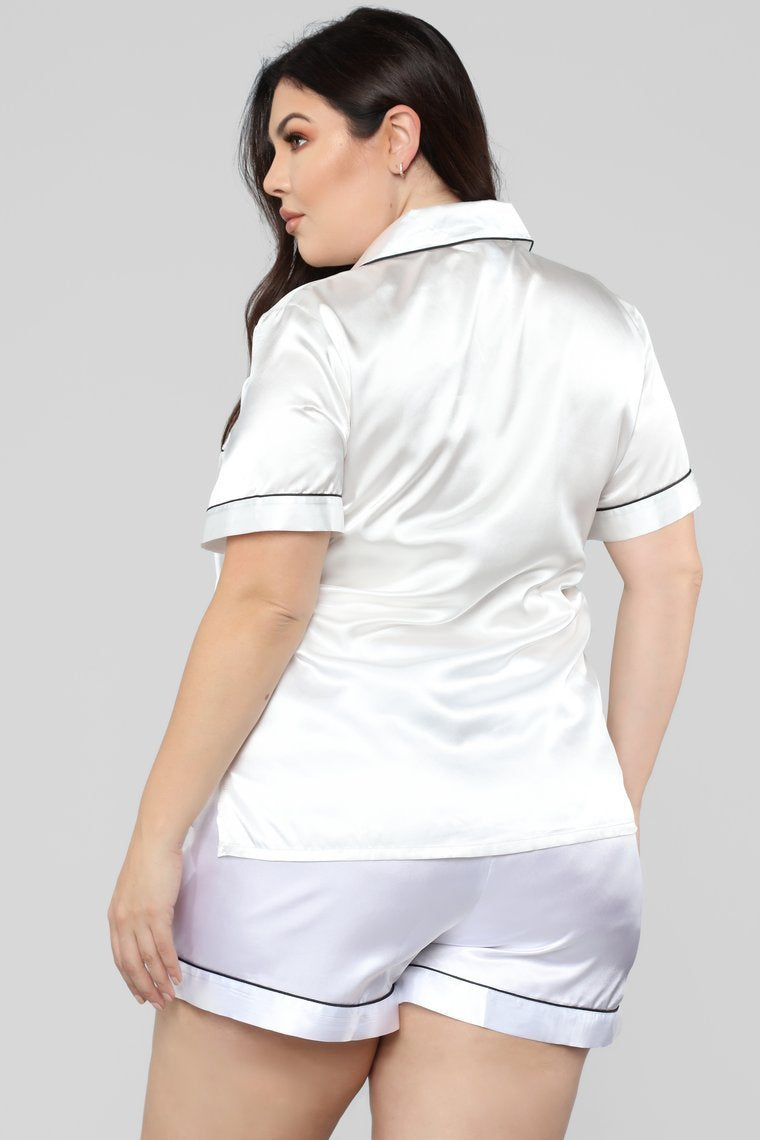 Staying In PJ Set - White