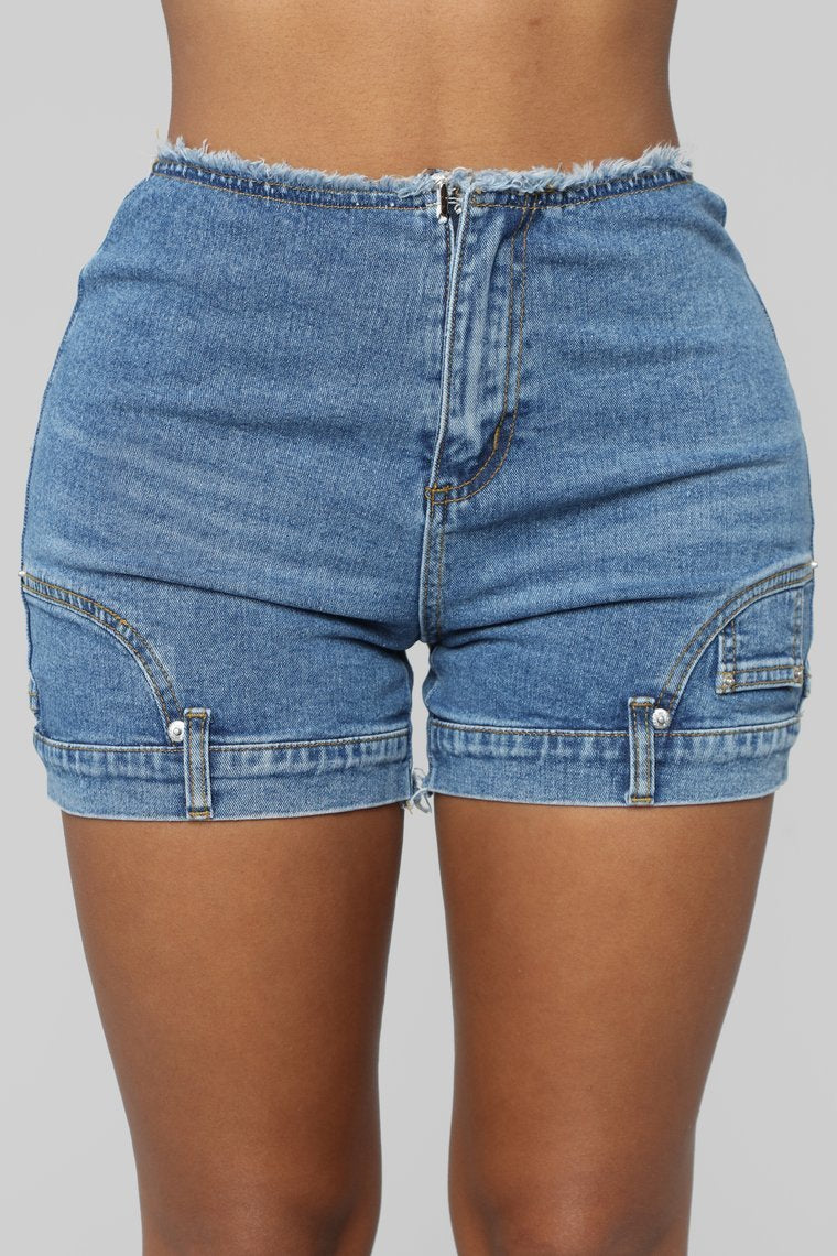 Mix It Up High Rise Denim Shorts - Moyen Blue Wash