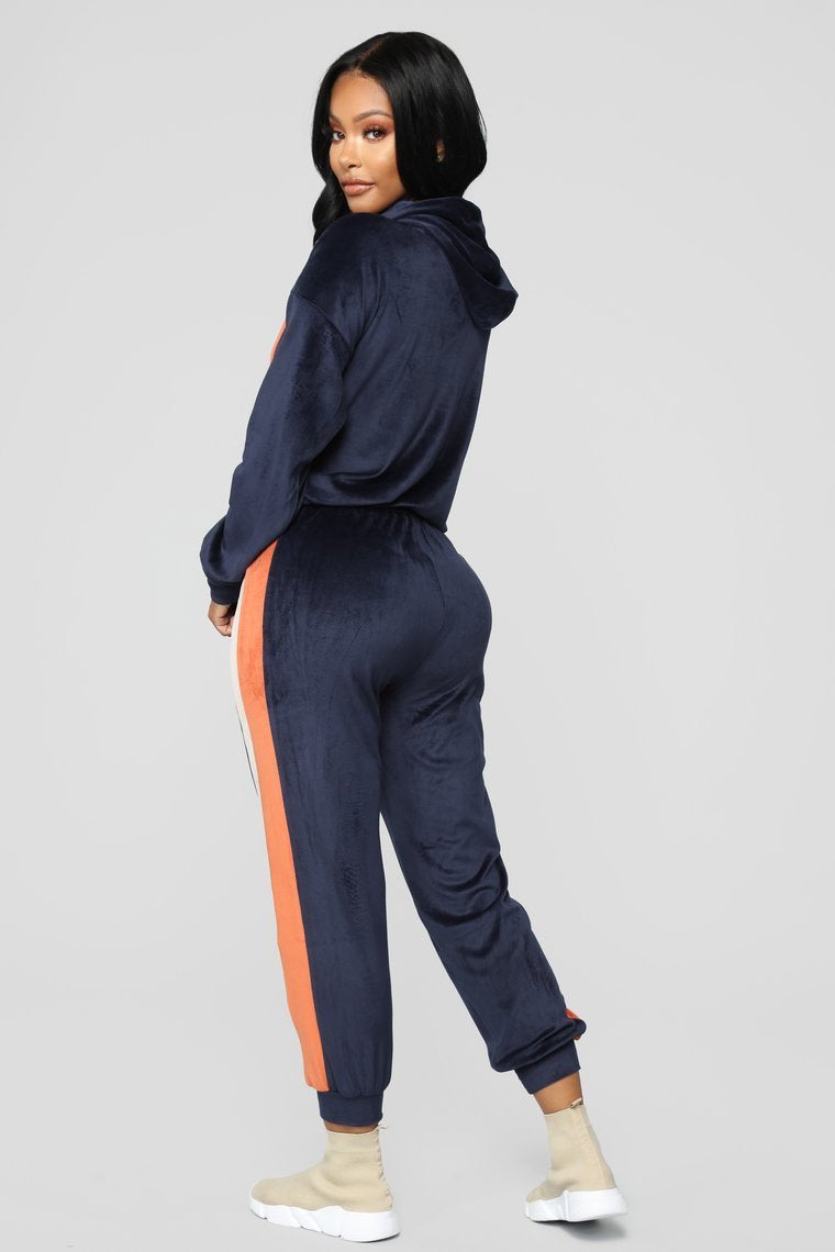 Feelin' Luxe Premium Velour Set - Navy